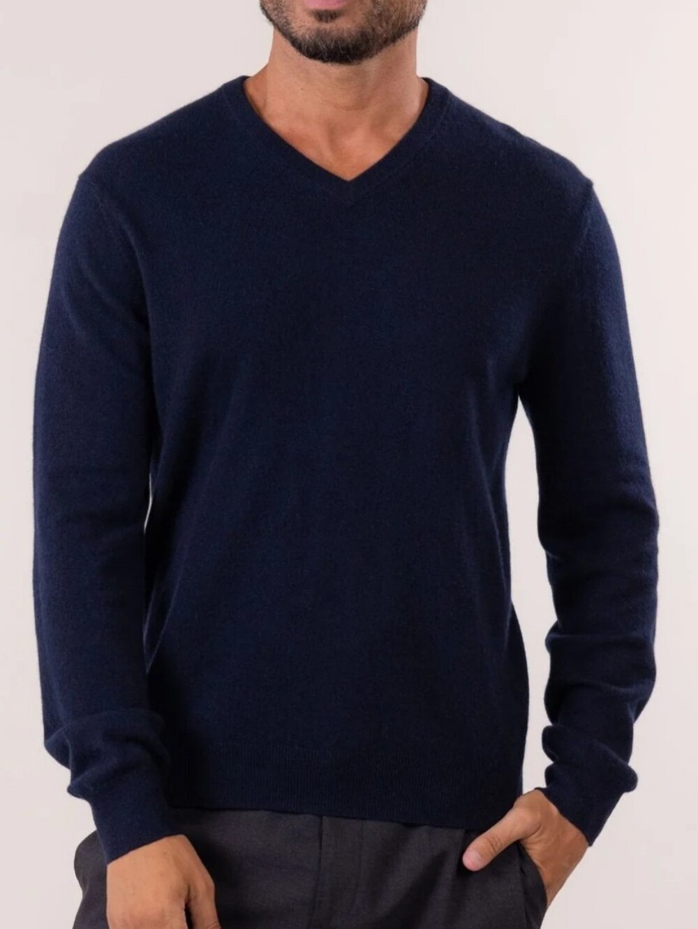 TSE Cashmere 100% CLASSIC V-NECK SWEATER Men's Size XL Navy Blue Color
